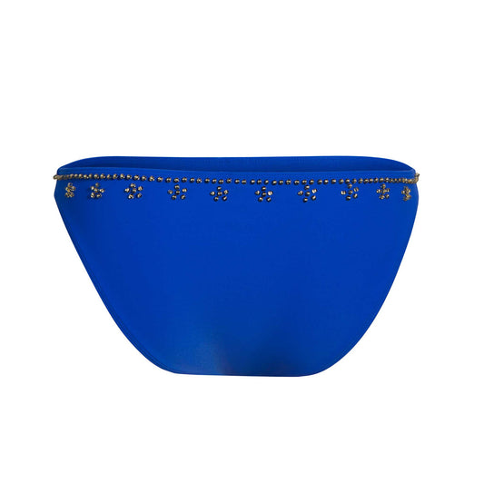 Jasmine blue luxury bikini bottoms hand beaded gold