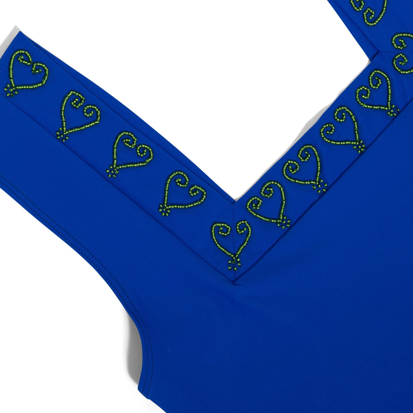 Bluebell blue swimsuit hand beaded