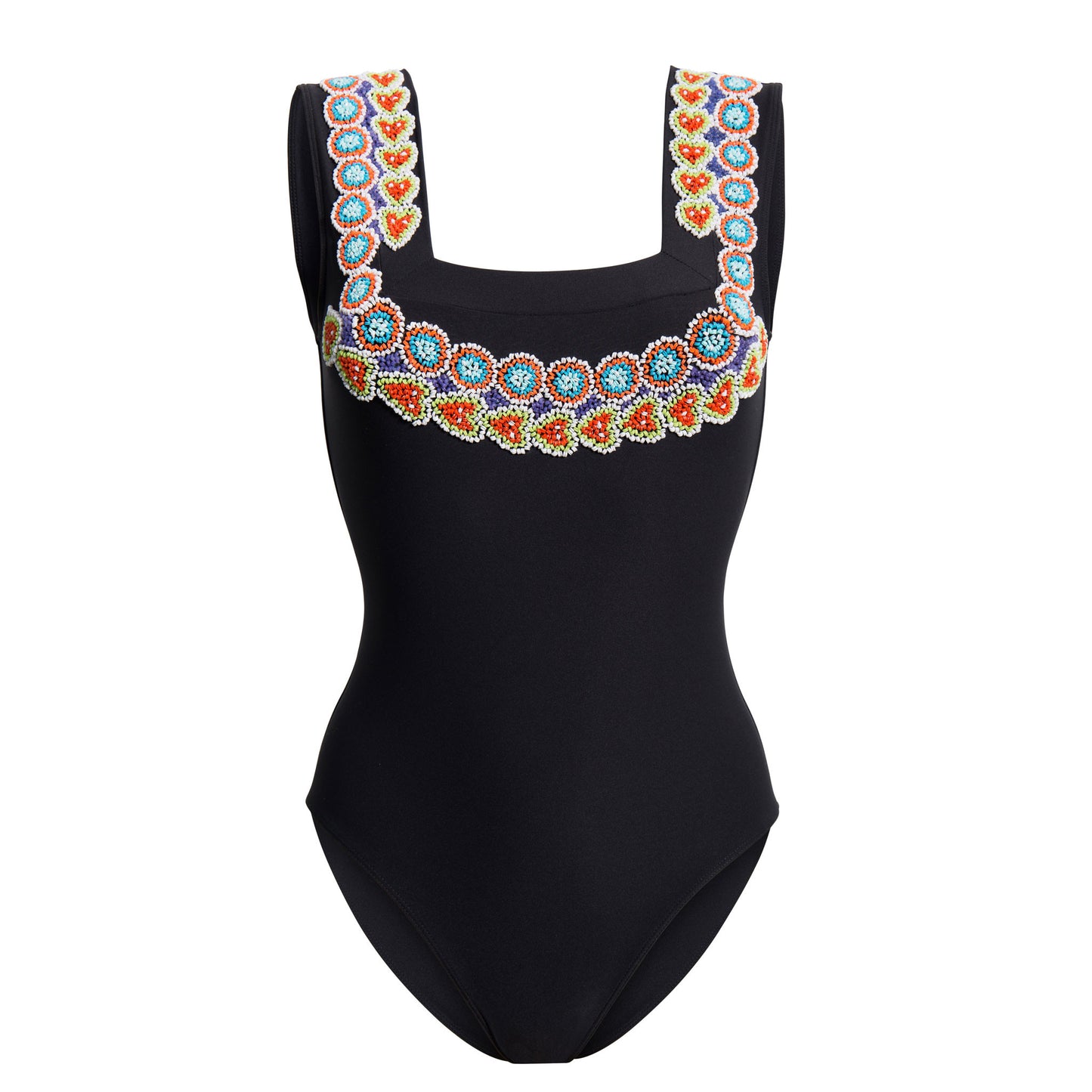 Lily black swimsuit square neckline luxury hand beaded