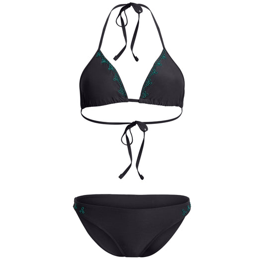 Lotus black luxury bikini green hand beading