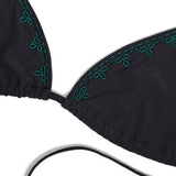 Lotus black luxury bikini green hand beading