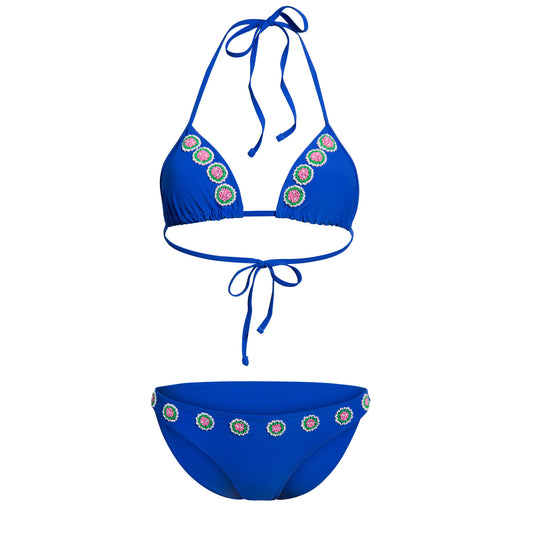 Sweet Pea Blue luxury bikini top hand beaded